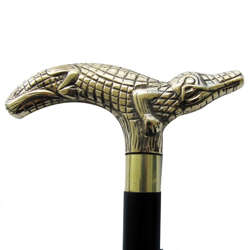 Solid brass alligator cane - solid,