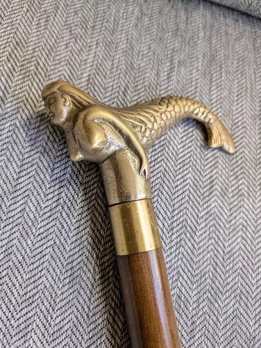 Vintage brass handle mermaid - vintage,