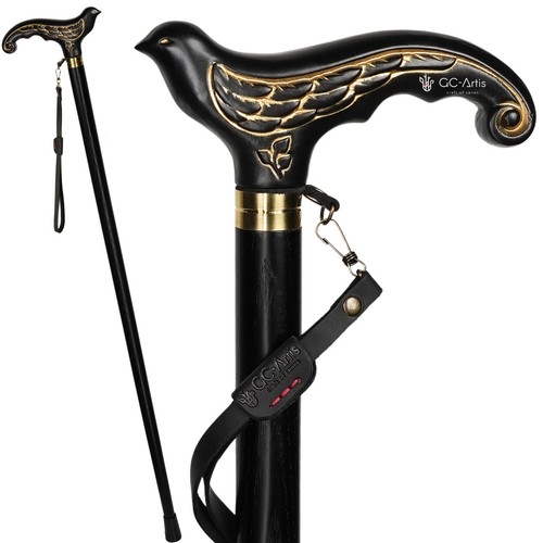 Black wooden walking stick - wooden,